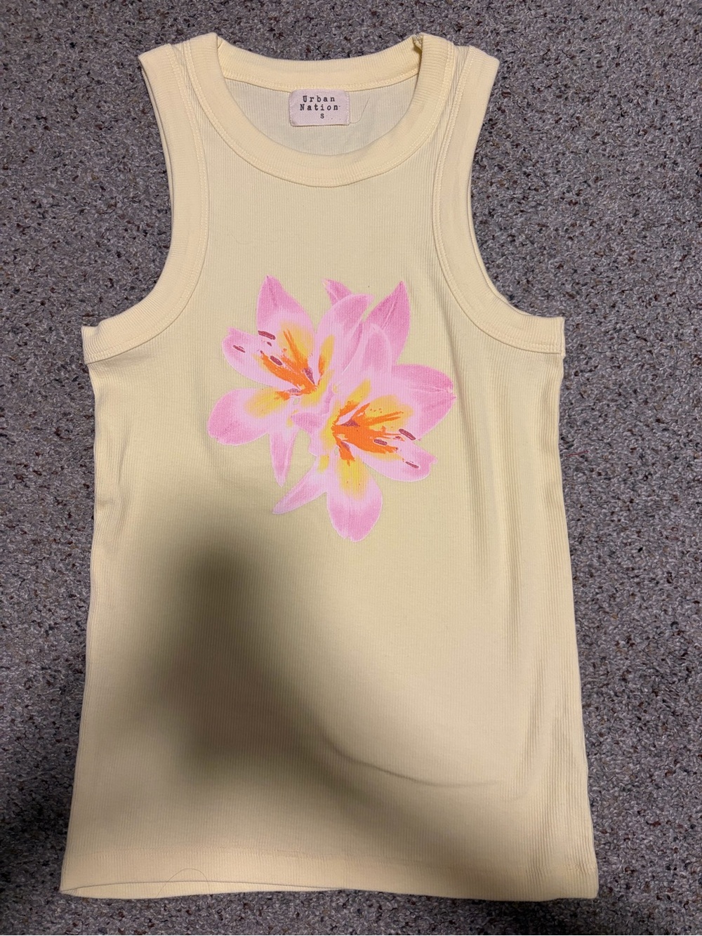 Yellow Tank Top with Pink Floral